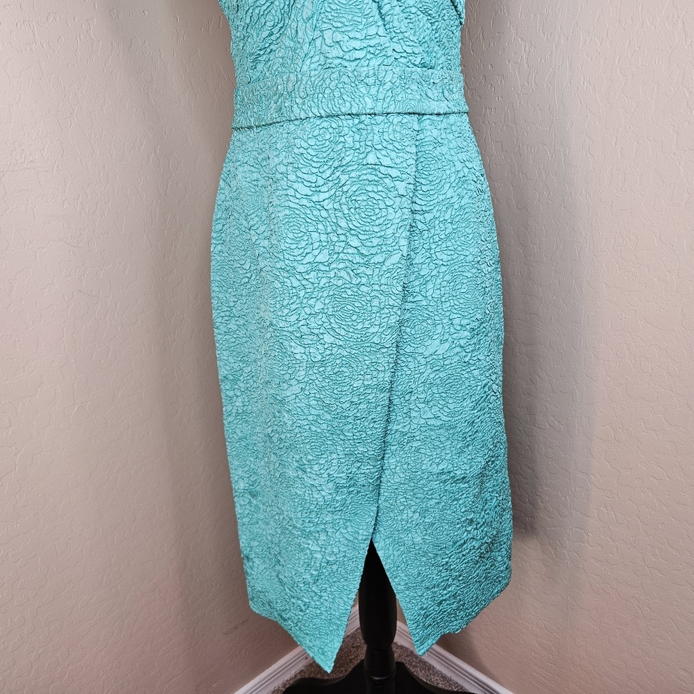 Tadashi Shoji Turquoise Women Tulip Off The Shoulder Dress sz 8 Wedding Cocktail - Picture 5 of 16
